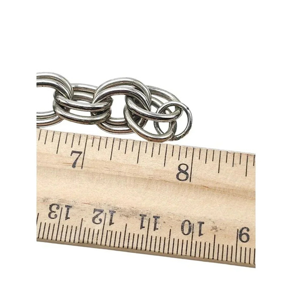 Marino Round Link Chunky Chain Bangle Bracelet Silver Tone Vintage 8in - Picture 5 of 5